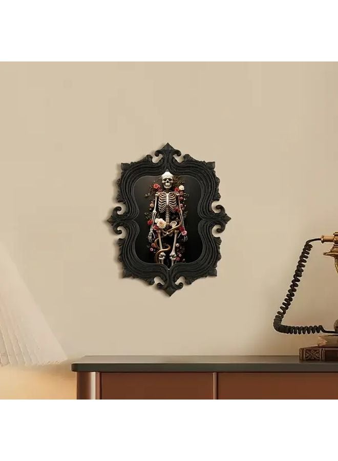 Black Gothic Carved Photo Frame Skull Floral Design Home Decor Wall Art - Image 5